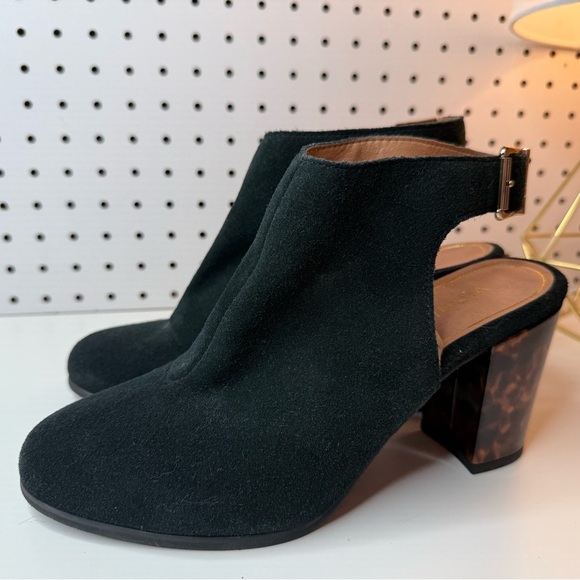 VIONIC Lacey Tortoise Block Heel Sling Back Black Suede Shoes Rubber Sole 9M - Picture 10 of 16